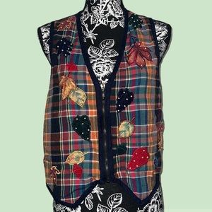 Victoria jones vintage plaid leaf vest (PL)